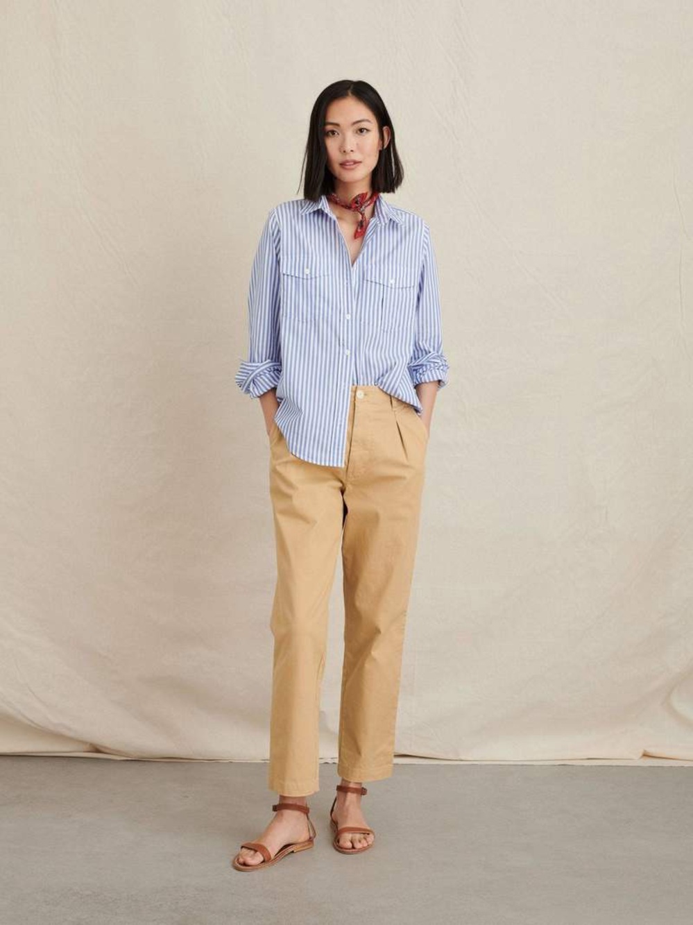 Alex Mill Georgie Striped Button Down Shirt Large Blue White Stripe